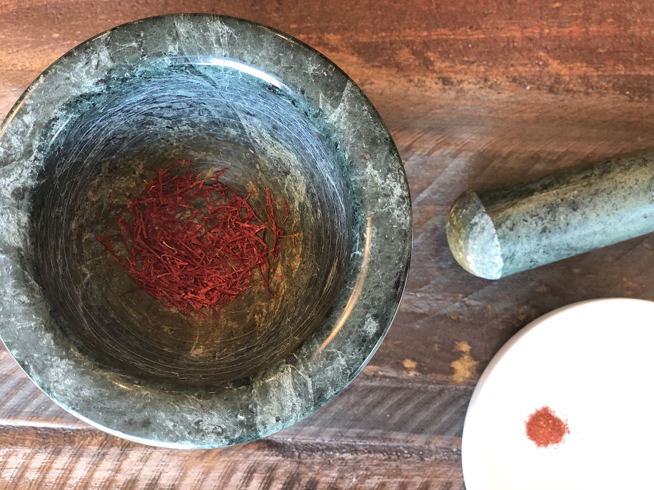 Saffron with Mortar and Pestle