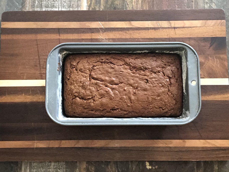 Baked zucchini bread cooling.