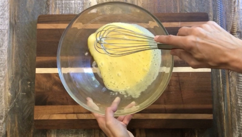 Beating eggs with a wire whisk