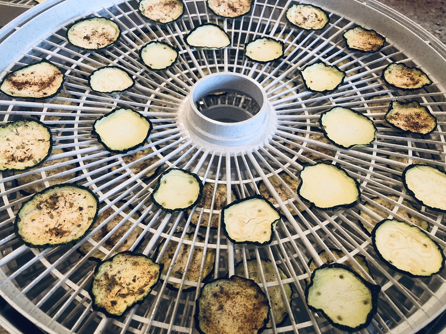Zucchini slices on the dehydrator