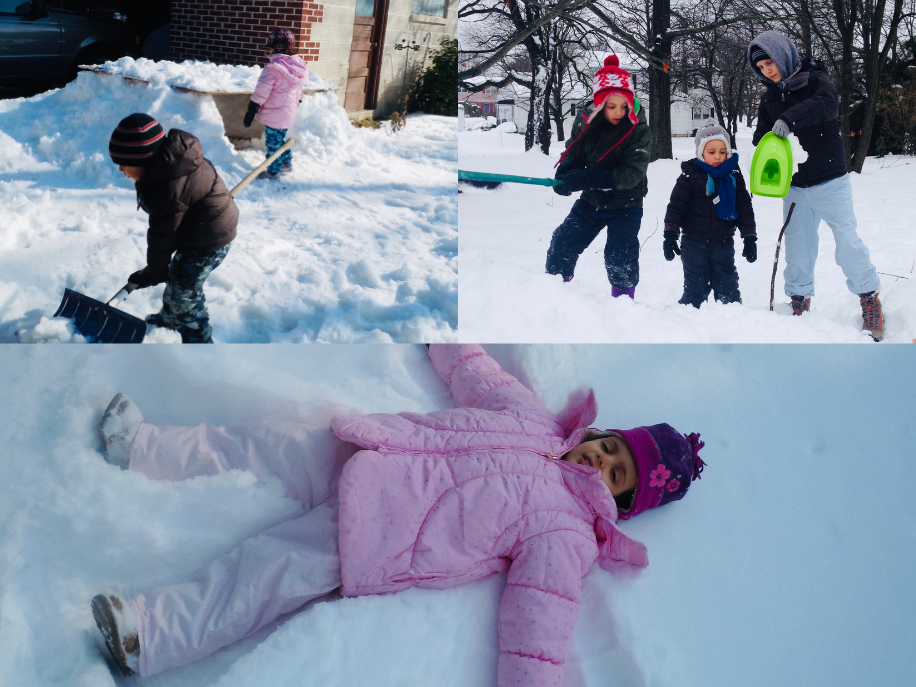 Play in the snow! Making forts and snow angels.